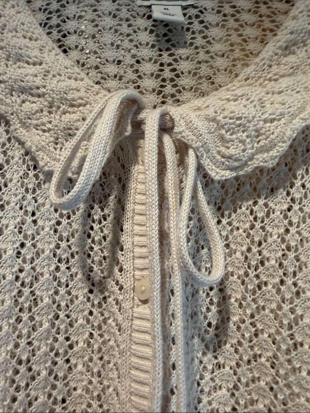 NWOT GAPxDOEN Linen-Blend Pointelle Cardigan  /Chino Beige, XL/ - Picture 8 of 12
